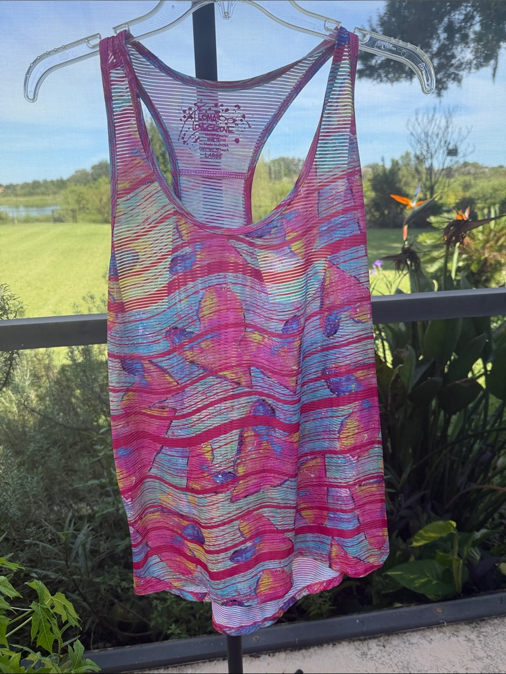 Sheer Pink Multi-Color Racerback Swim Cover-Up Tank